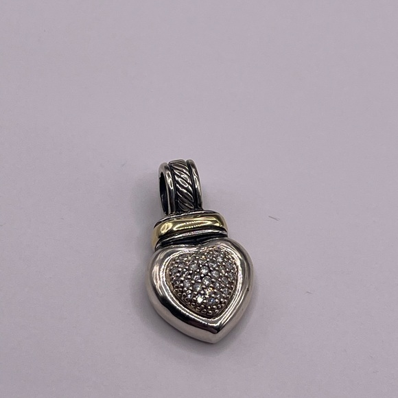 David Yurman 18k Yellow Gold Sterling Silver Heart Pendant - Picture 12 of 12